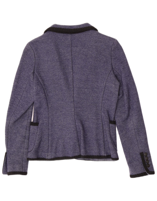 Zara Damen-Strickblazer mit 1 Knopf, UK 12, Mittelblau