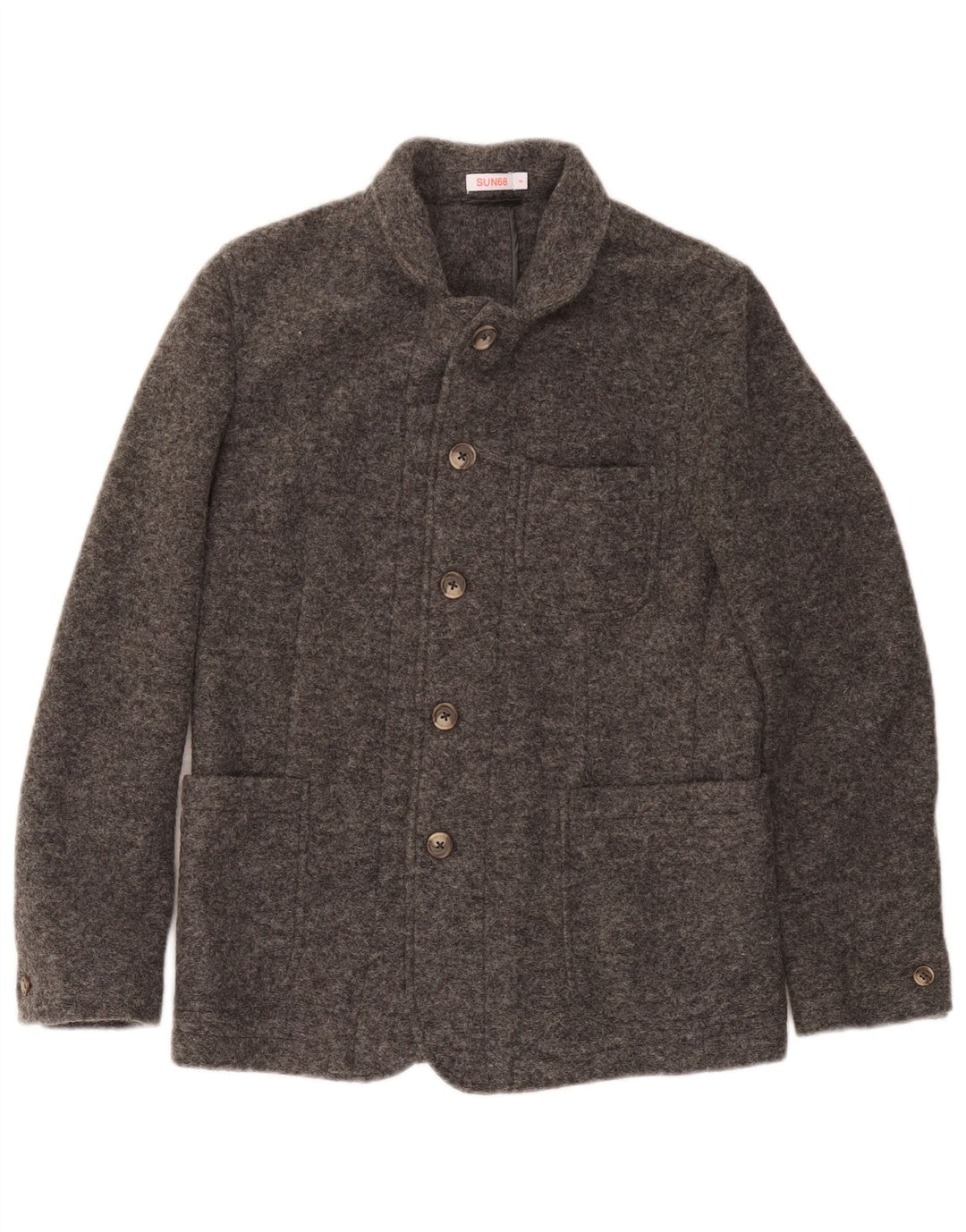 Sun68 Herren-Blazer mit 5 Knöpfen, gestrickt, UK 36, kleine graue Wolle