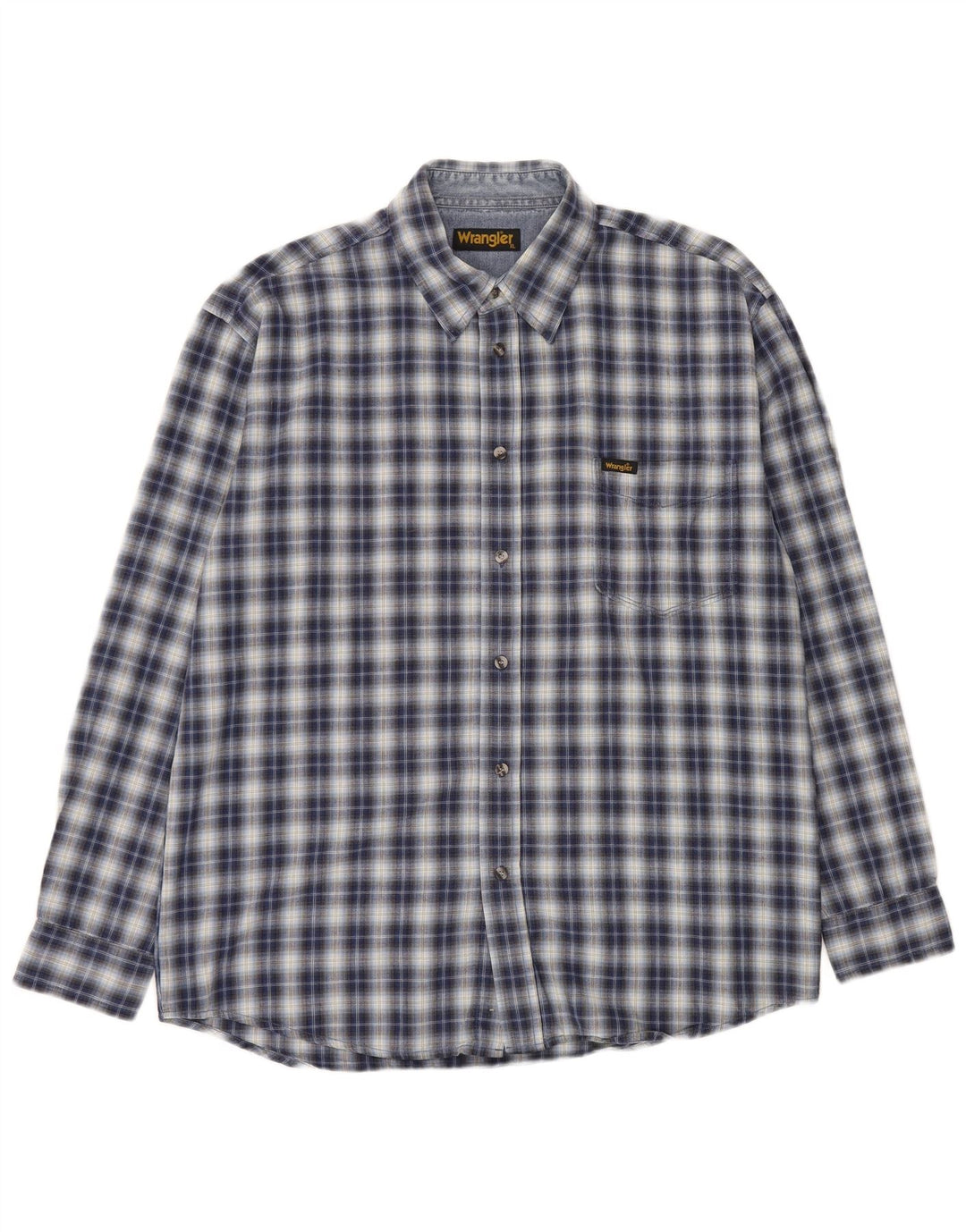 Wrangler Herrenhemd XL, blau kariert, Baumwolle
