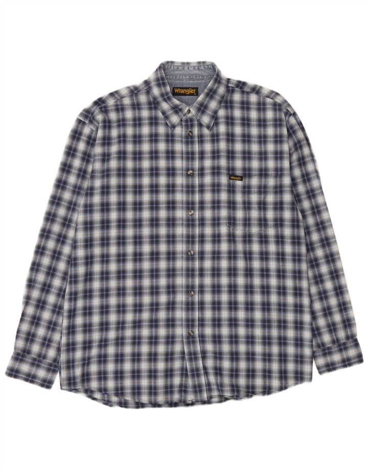 Wrangler Herrenhemd XL, blau kariert, Baumwolle