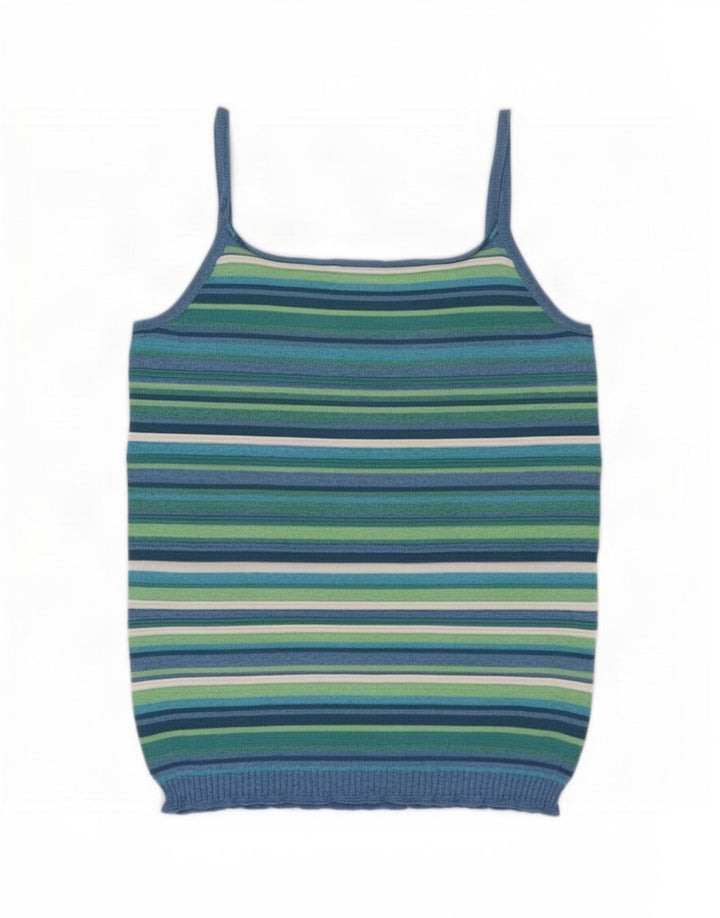 Benetton Damen Cami Top UK 10 Small Mehrfarbig gestreifte Viskose