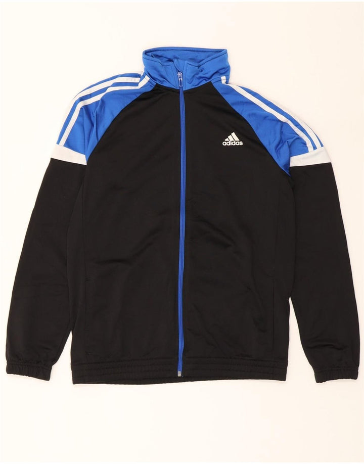ADIDAS Boys Tracksuit Top Jacket 15-16 Years Black Colourblock Polyester Vintage Adidas and Second-Hand Adidas from Messina Hembry 