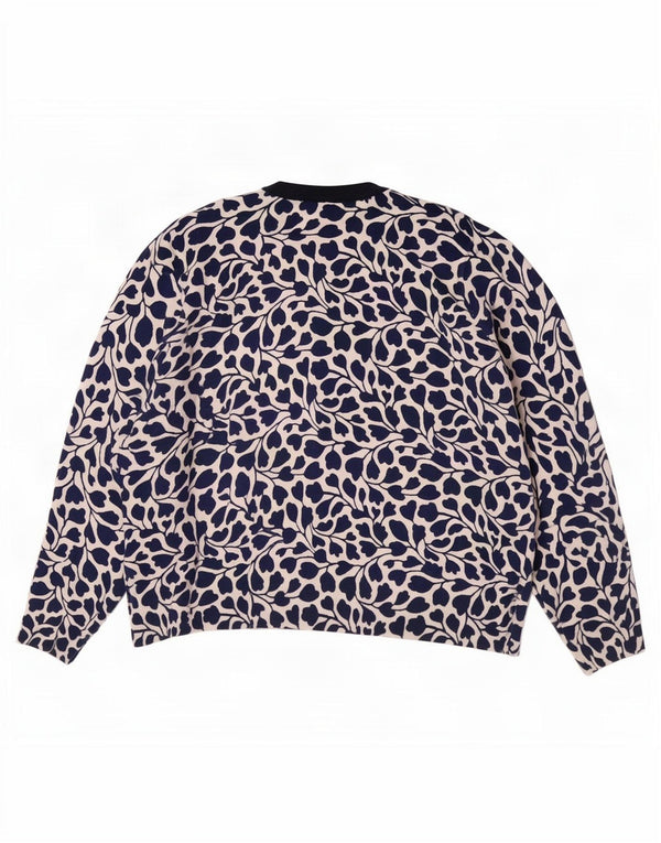 Marks & Spencer Damen-Cardigan-Pullover UK 22 3XL Marineblaue Viskose mit Blumenmuster