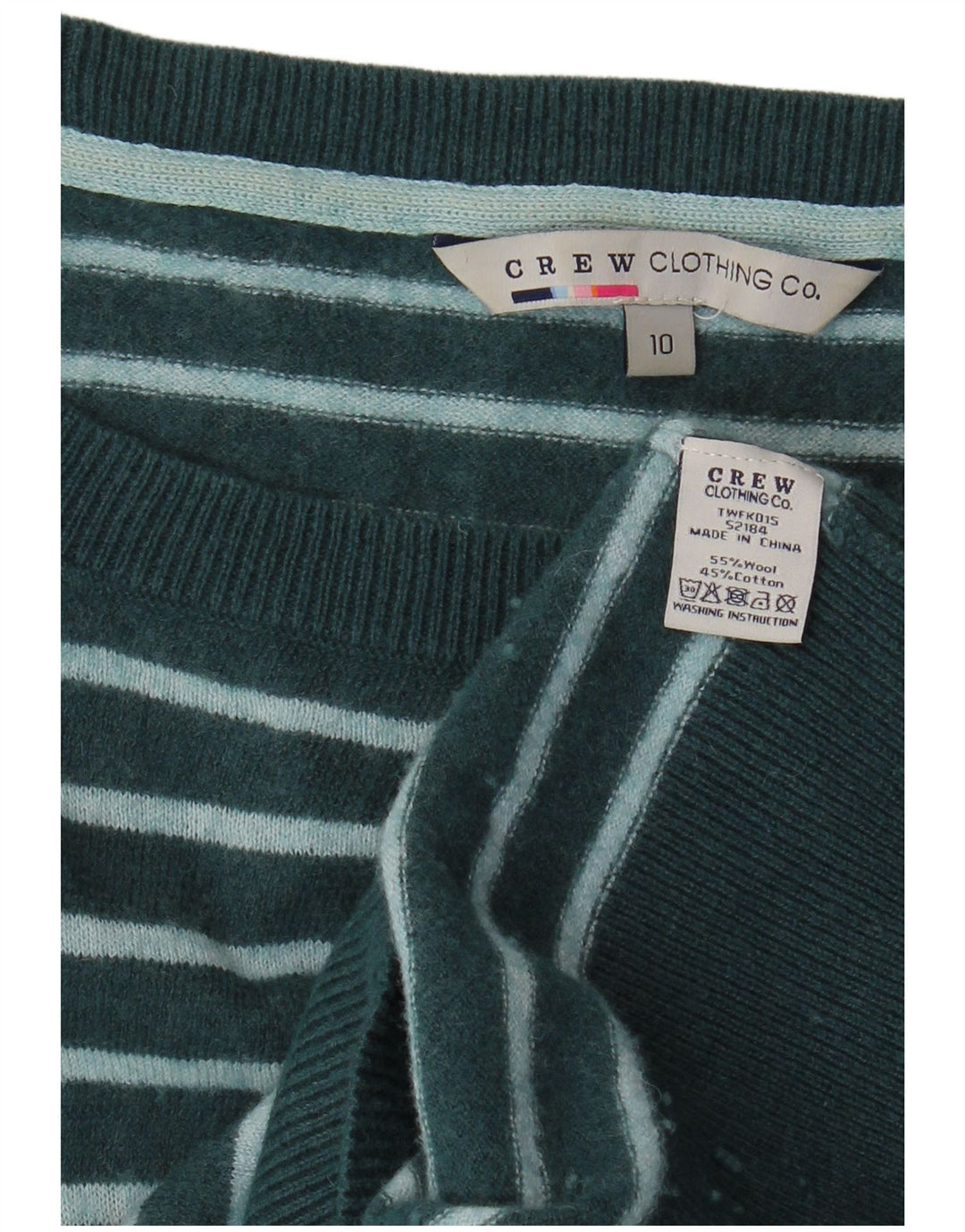 CREW CLOTHING Damen Langarm-Pulloverkleid UK 10 Small Grün gestreift