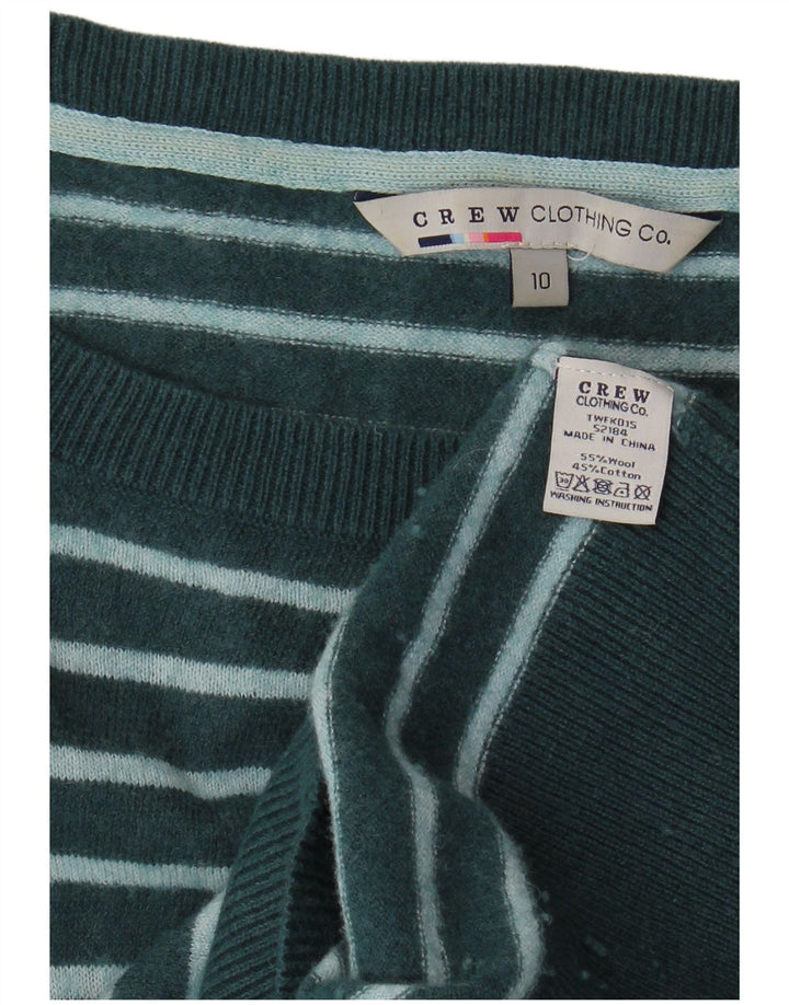 CREW CLOTHING Damen Langarm-Pulloverkleid UK 10 Small Grün gestreift