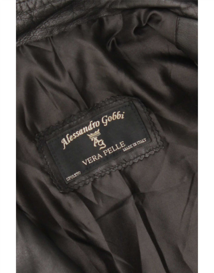Vintage Damen Lederjacke UK 14 Mittelschwarzes Leder