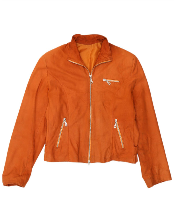 Vintage Damen Crop Lederjacke IT 44 Mitteloranges Leder
