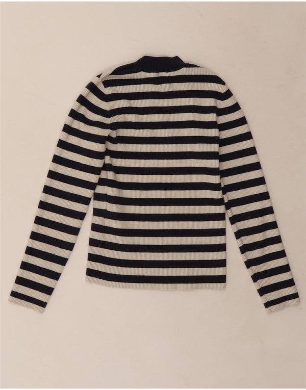 LEVI'S Girls Turtle Neck Jumper Sweater 6-7 Years XS Navy Blue Striped