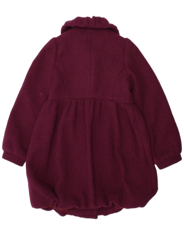 BENETTON Girls Overcoat 6-7 Years Small  Purple Acrylic