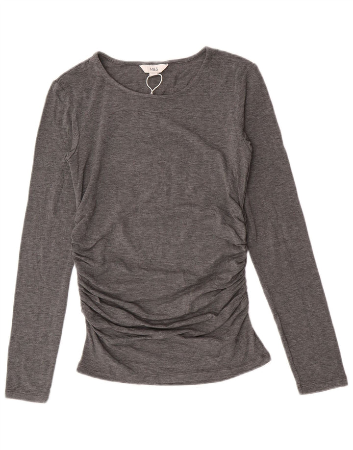 Marks & Spencer Damen Top Langarm UK 10 Small Grau Acryl