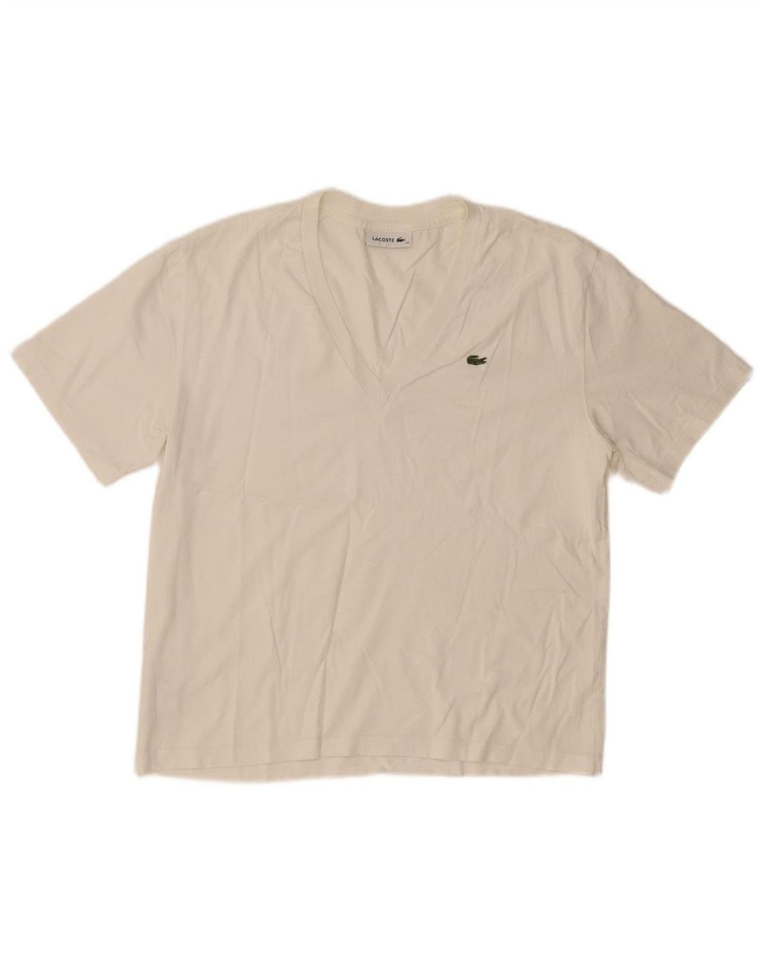 LACOSTE Womens T-Shirt Top Size 38 Medium White Cotton