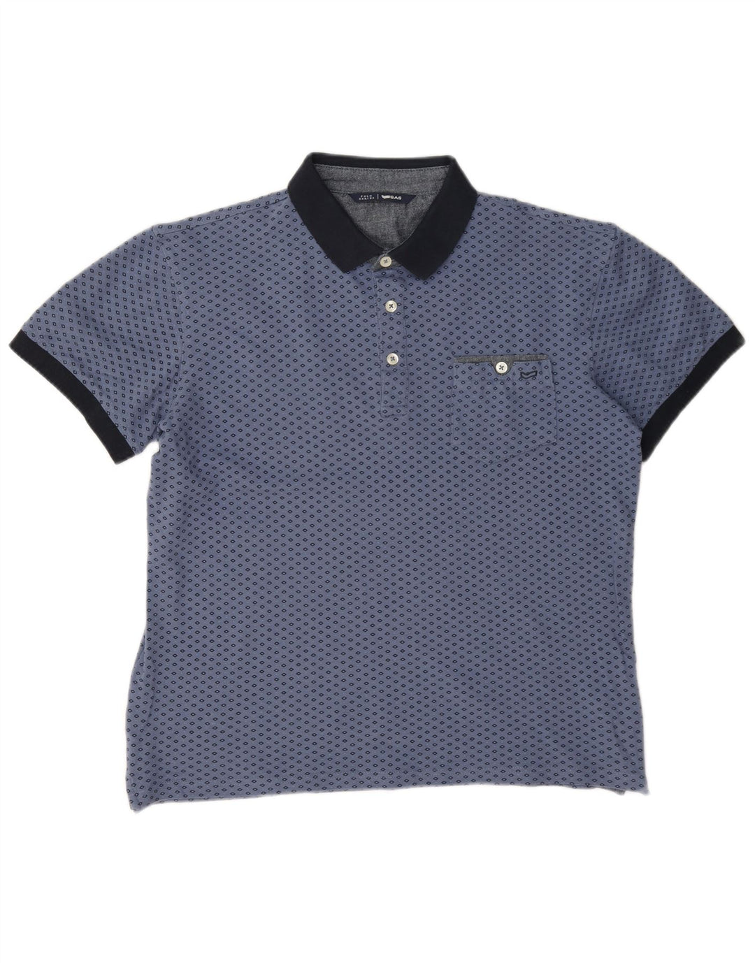 Gas Herren-Poloshirt, groß, blau, geometrisch, Baumwolle