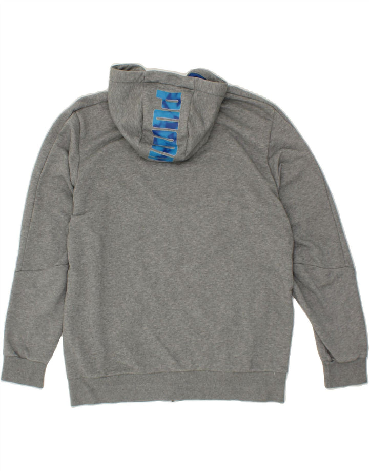 PUMA Mens Graphic Zip Hoodie Sweater Large Grey Cotton Vintage Puma and Second-Hand Puma from Messina Hembry 