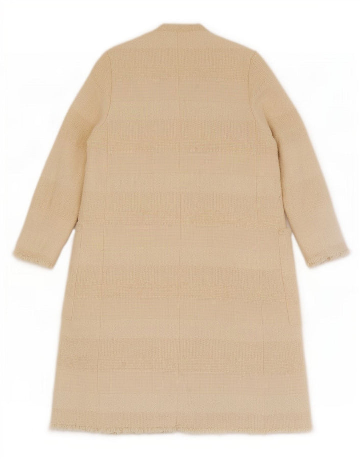 Zara Womens Open Overcoat UK 12 Medium Off White Cotton
