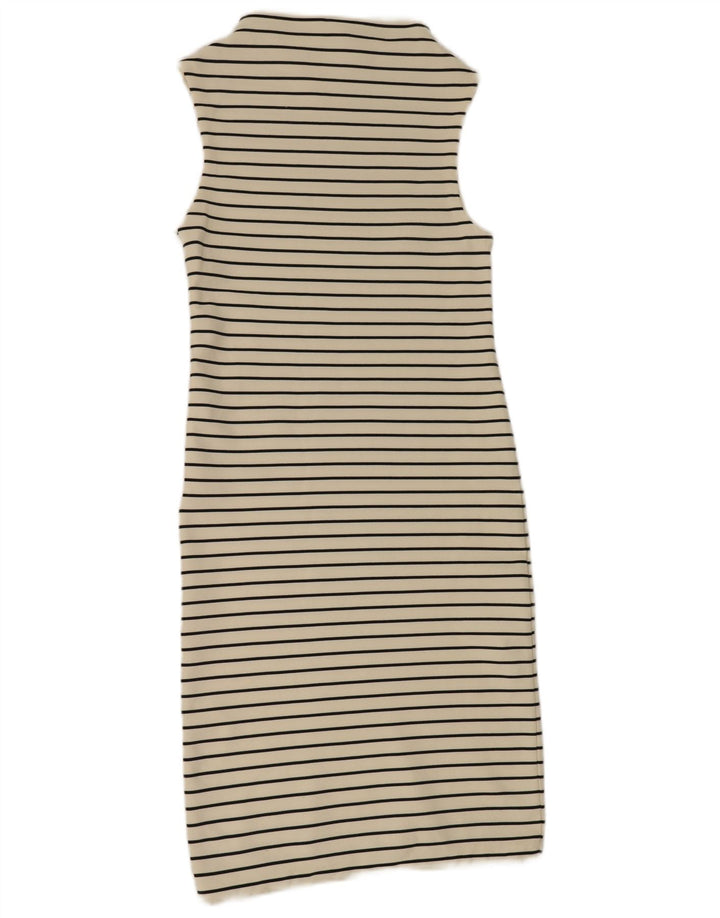 Ärmelloses Maxikleid für Damen von Zara, Gr. 40, Größe S, weiß, gestreift, Polyester