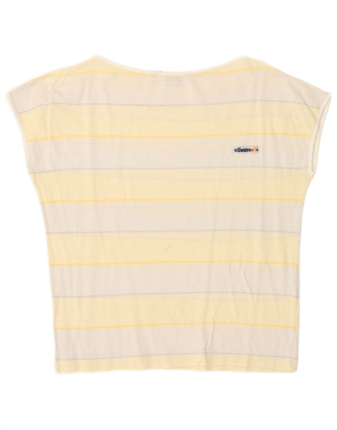 Ellesse Damen T-Shirt Top IT 42 mittelgelb gestreift aus Baumwolle