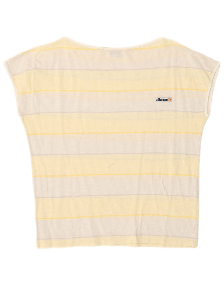Ellesse Damen T-Shirt Top IT 42 mittelgelb gestreift aus Baumwolle