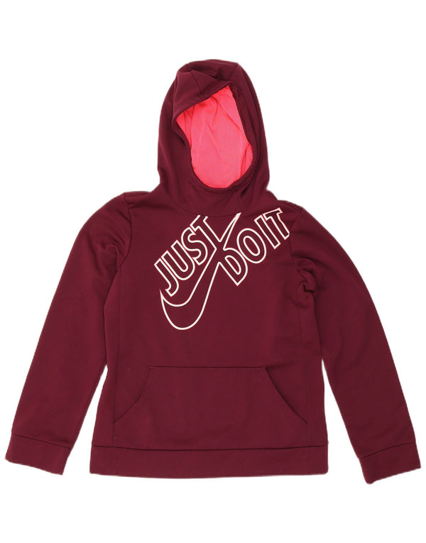 Nike Dri Fit Graphic Hoodie-Pullover für Mädchen, 13–14 Jahre, XL, Burgunderrot, Polyester