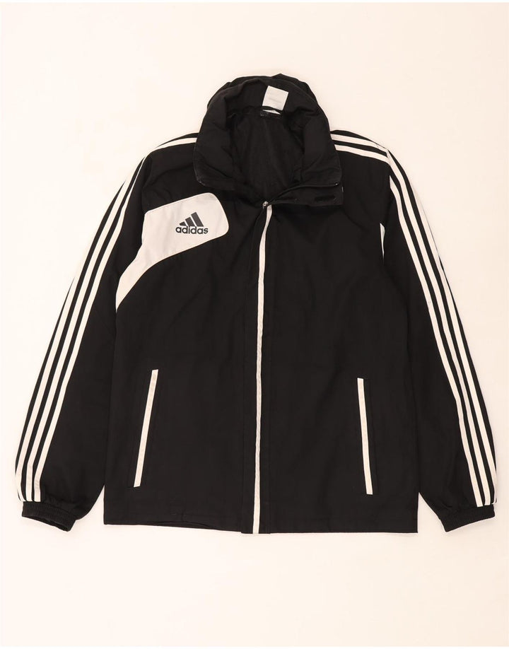 Adidas Herren Regenjacke mit Kapuze UK 40/42 Mittelschwarzes Colourblock-Polyester
