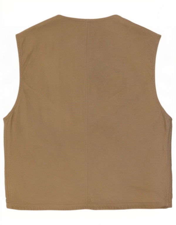 Vintage Herren Wildleder Utility Gilet IT 48 Mittelbeiges Leder