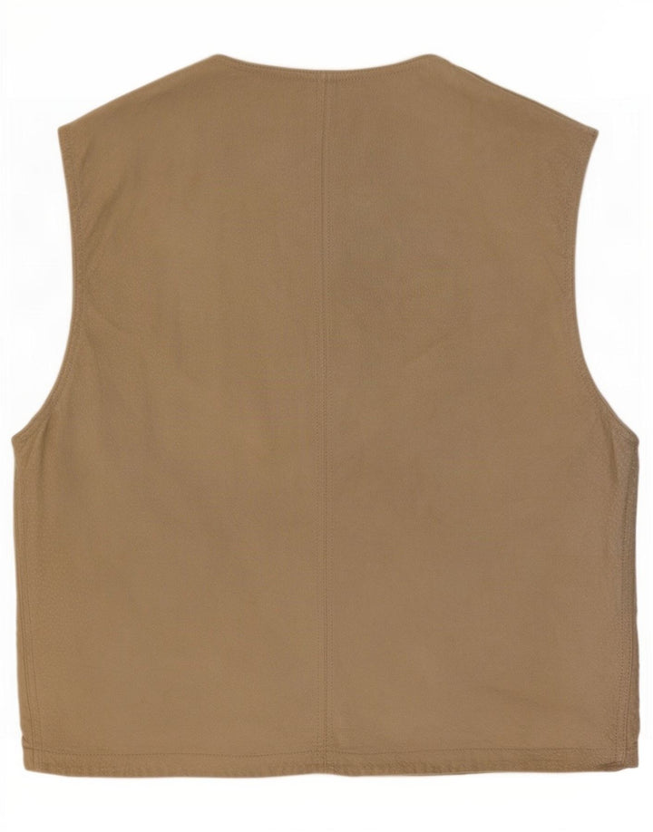 Vintage Herren Wildleder Utility Gilet IT 48 Mittelbeiges Leder