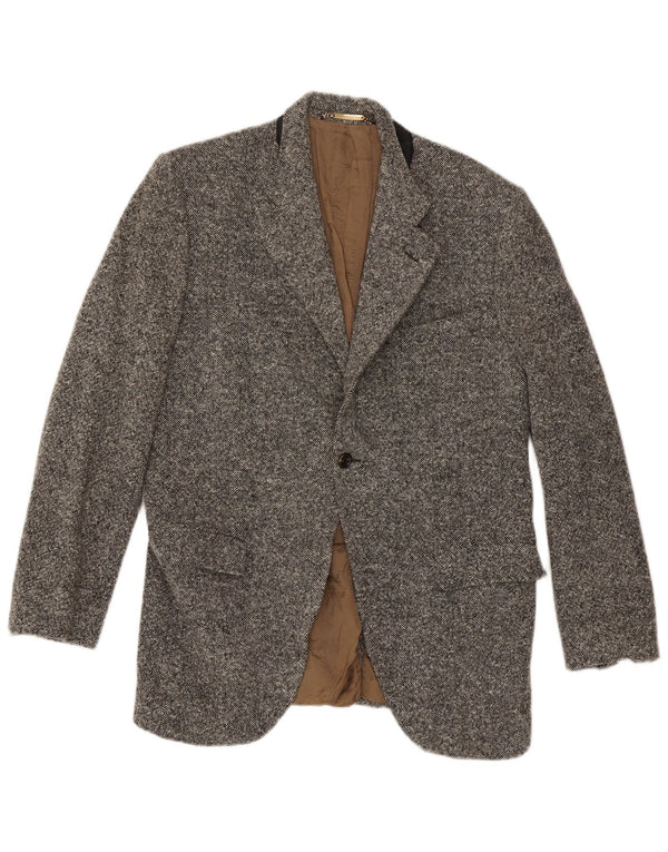 Dolce & Gabbana Herren 1-Knopf-Blazerjacke IT 52 XL Grau gefleckte Wolle