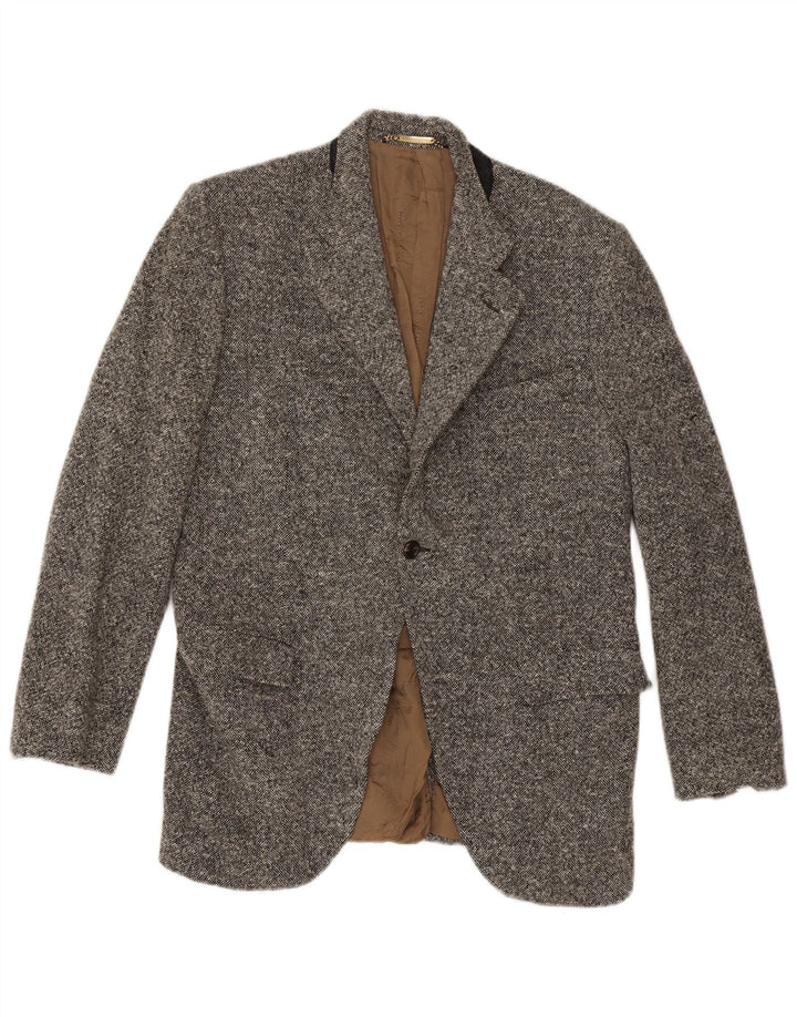 Dolce & Gabbana Herren 1-Knopf-Blazerjacke IT 52 XL Grau gefleckte Wolle