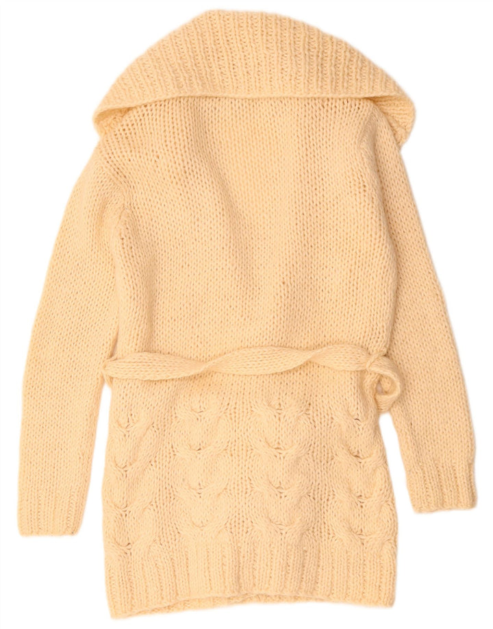 Zara Damen Longline Open Cardigan Pullover UK 14 Mittelbeige Acryl
