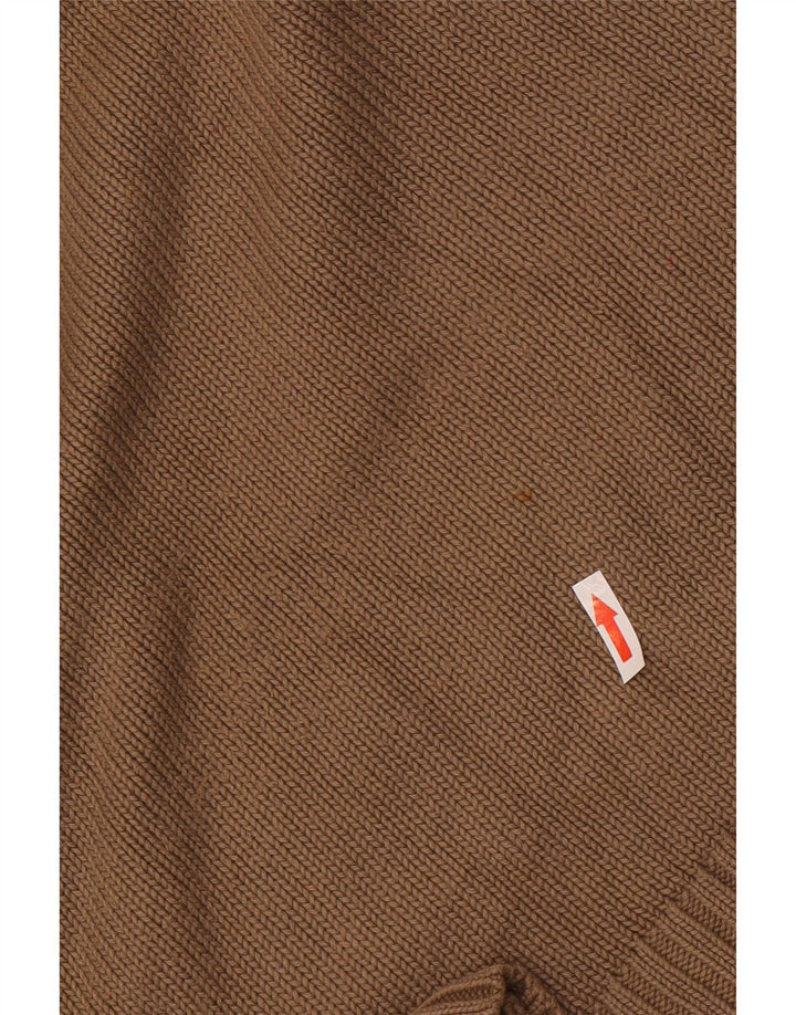 Zara Herren-Pullover mit V-Ausschnitt aus mittelbrauner Baumwolle