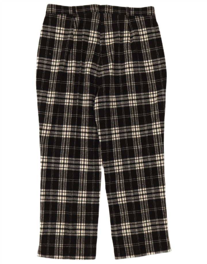 FAIR LADY Womens Straight Cropped Trousers W32 L25 Black Check