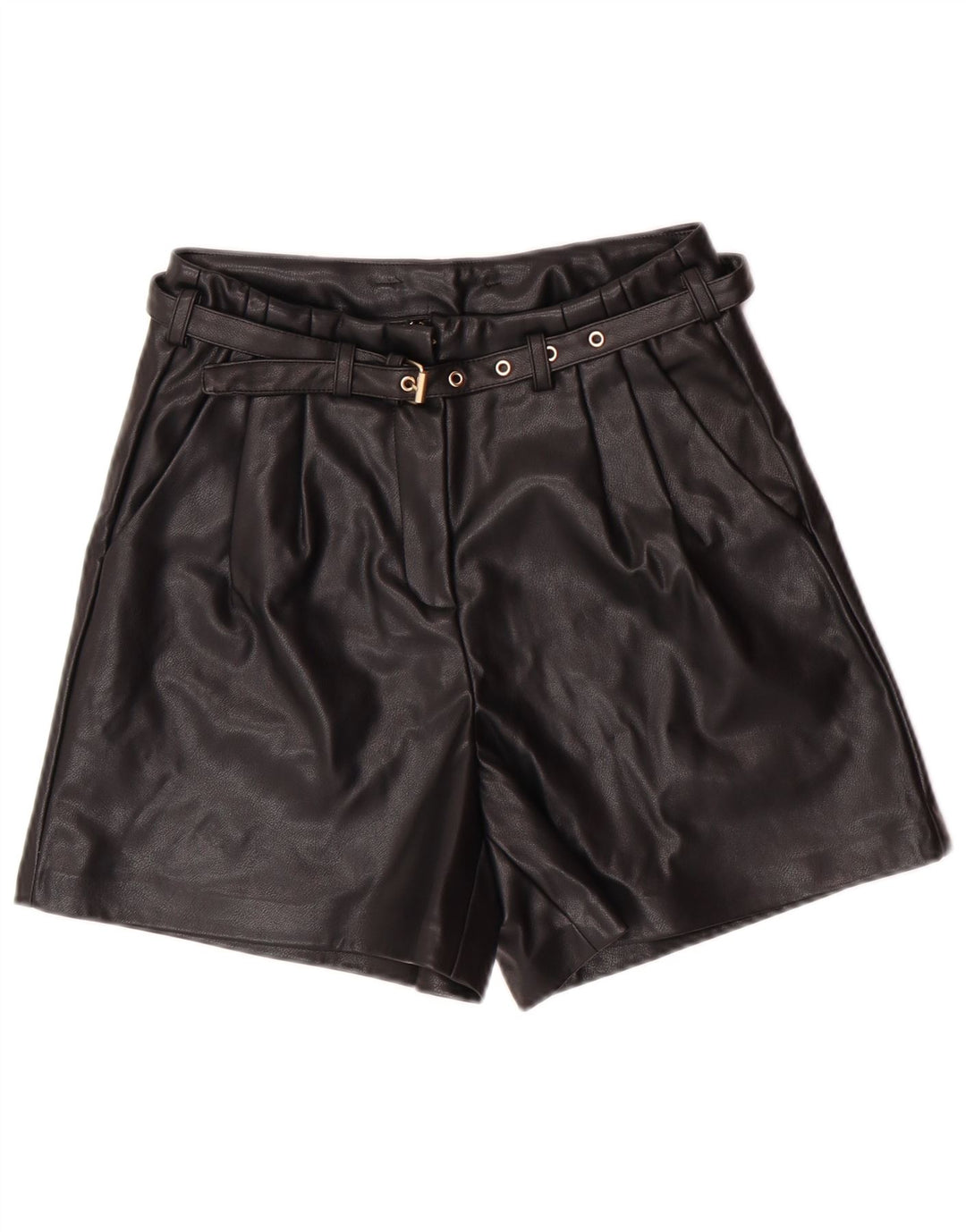 Only Damen Kunstleder-Shorts XS W25 Schwarz Polyester