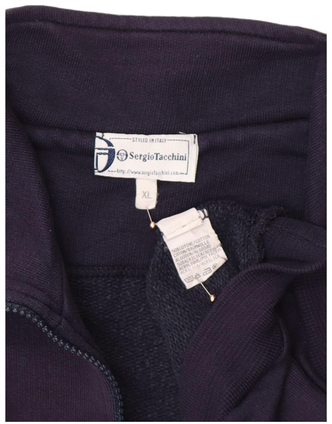 SERGIO TACCHINI Herren-Sweatshirt mit grafischem Reißverschluss, XL, Marineblau