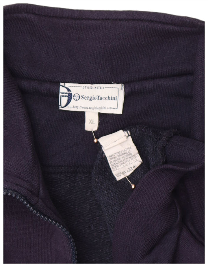 SERGIO TACCHINI Herren-Sweatshirt mit grafischem Reißverschluss, XL, Marineblau