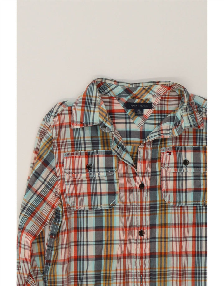 TOMMY HILFIGER Boys Shirt 8-9 Years Medium Multicoloured Check Cotton Vintage Tommy Hilfiger and Second-Hand Tommy Hilfiger from Messina Hembry 