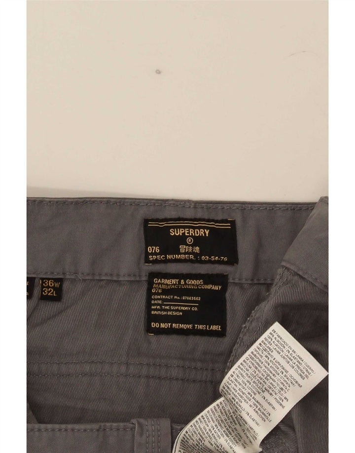 Superdry Herren Slim Cargohose W36 L32 Graue Baumwolle