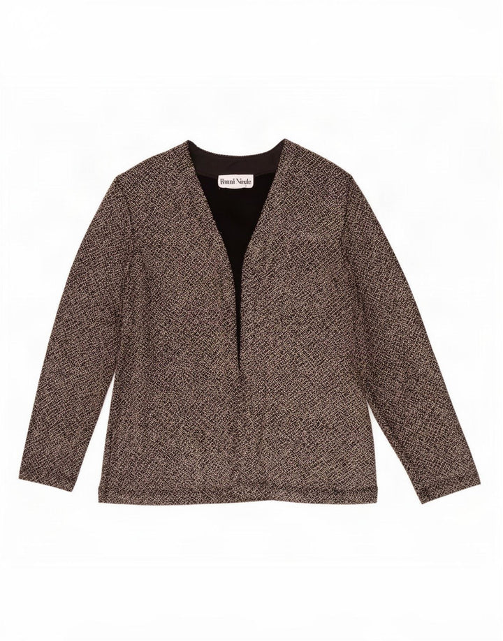 Ronni Nicole Offene Blazer-Jacke für Damen, UK 12, mittelbraun gefleckt