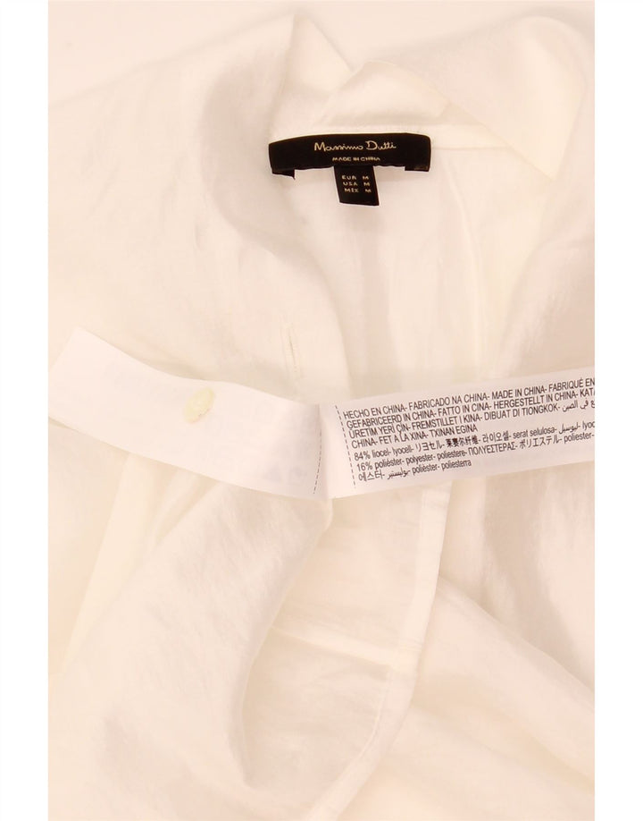 Massimo Dutti Damen-Oversize-Hemdbluse, UK 14, Mittelweiß, Lyocell