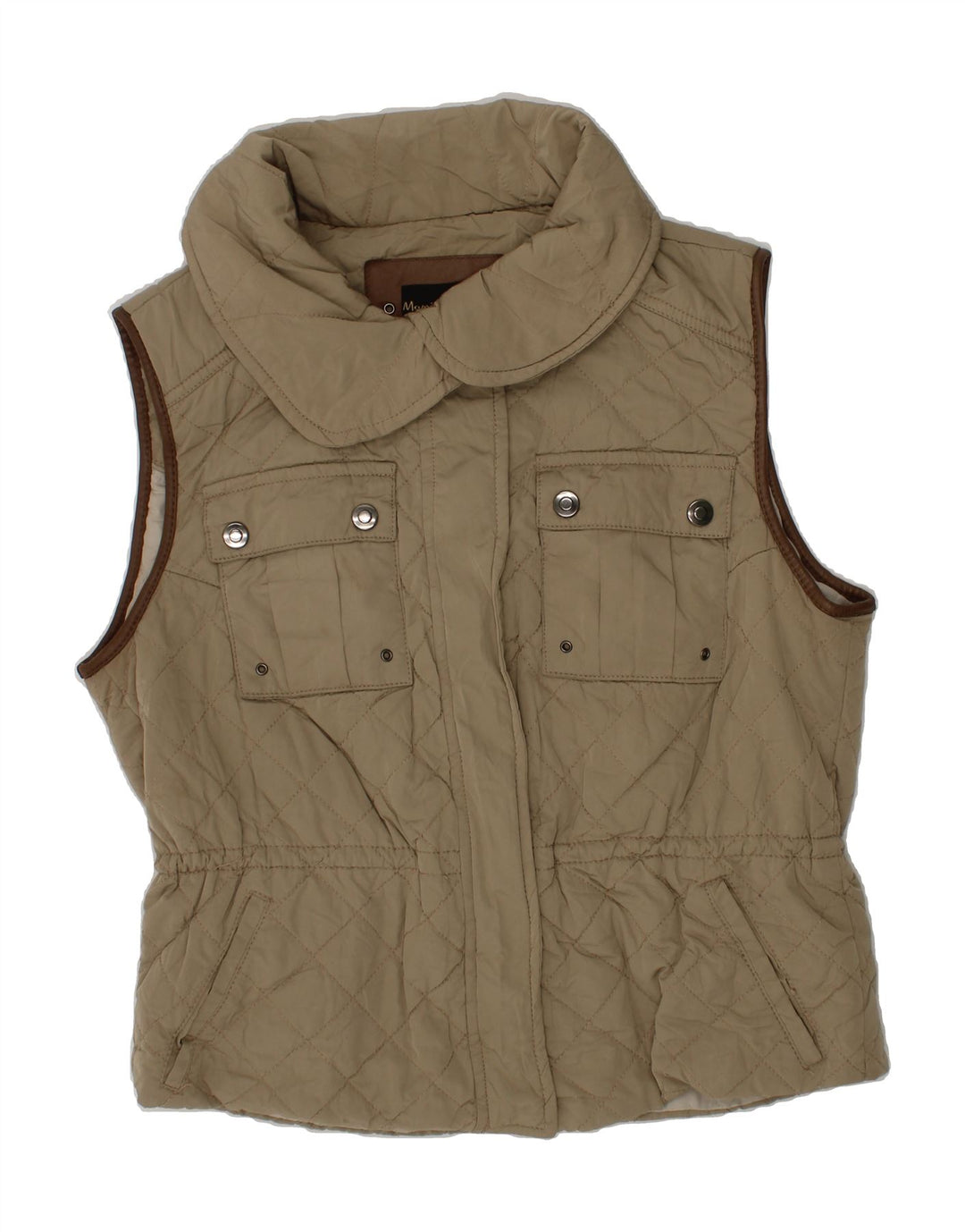 MASSIMO DUTTI Womens Quilted Gilet UK 12 Medium Khaki Polyester Vintage Massimo Dutti and Second-Hand Massimo Dutti from Messina Hembry 