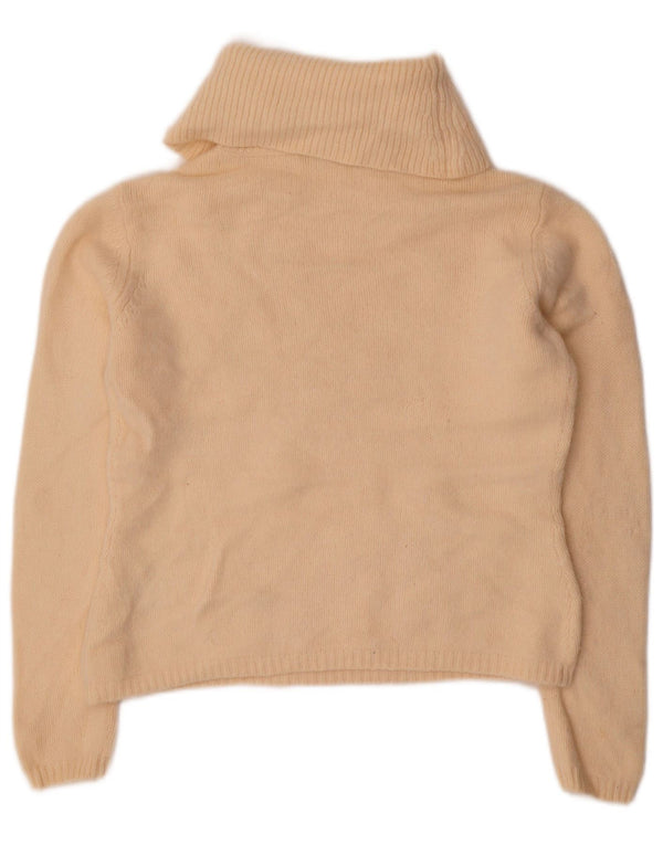 Marks & Spencer Rollkragenpullover für Damen, UK 12, Mittelbeige mit Blumenmuster