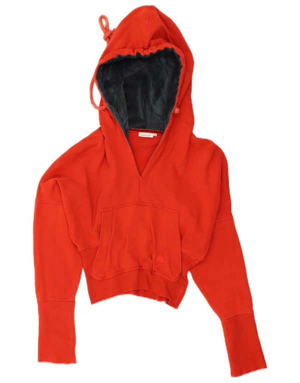 Levi's Damen Crop Hoodie Pullover UK 8 Small Orange Baumwolle