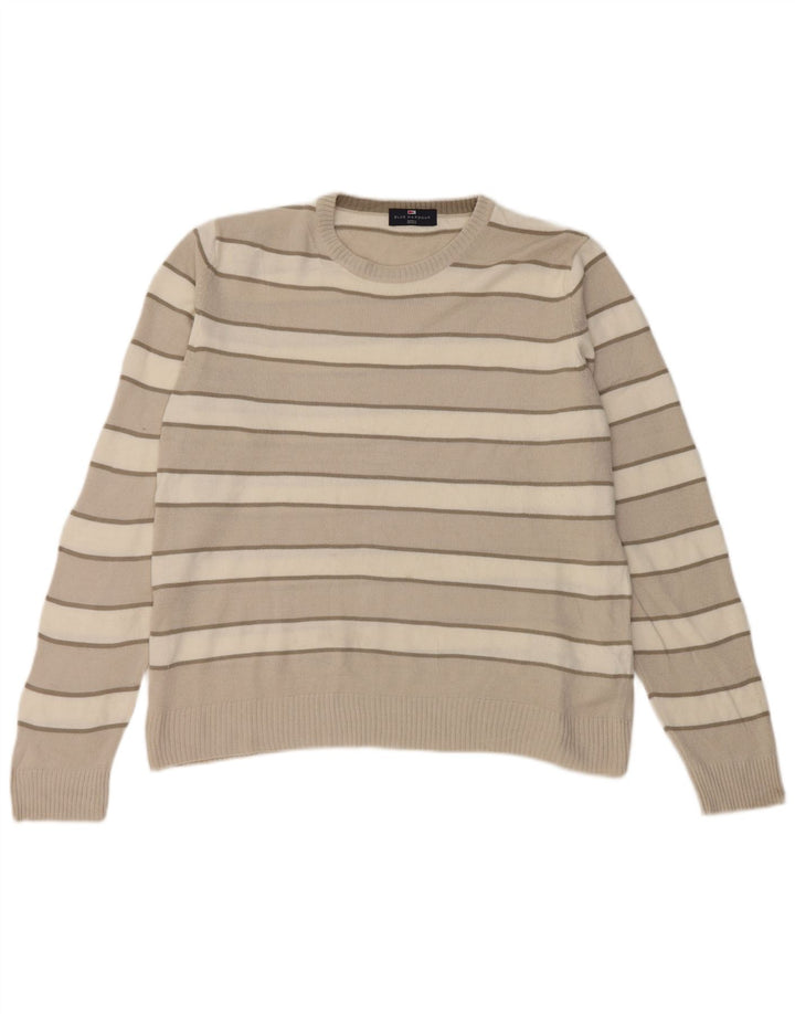 Marks & Spencer Herren Blauer Harbour-Pullover mit Rundhalsausschnitt Mittelbeige