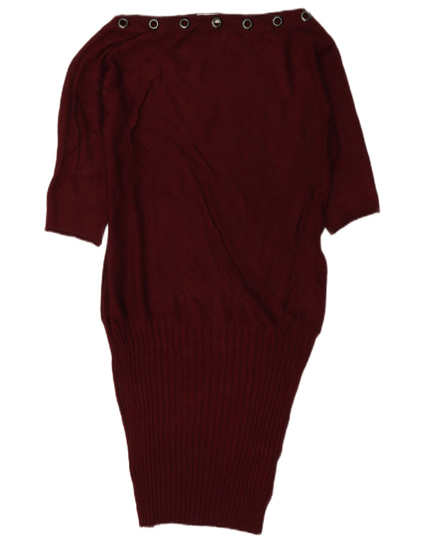 Liu Jo Damen-Kleid mit 3/4-Ärmeln, übergroß, mit tiefer Taille, Gr. 6, XS, Burgunderrot