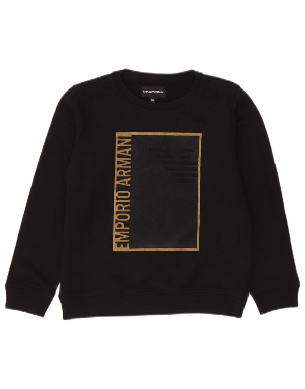 Emporio Armani Jungen-Sweatshirt mit Grafik, 9–10 Jahre, schwarze Baumwolle