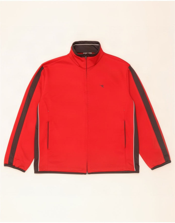 Diadora Herren-Trainingsanzug-Topjacke, großes rotes Farbblock-Polyester