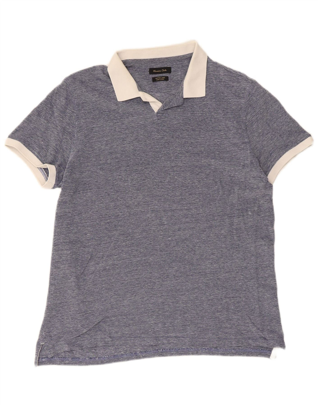 Massimo Dutti Herren Rugby-Poloshirt, große blaue Baumwolle