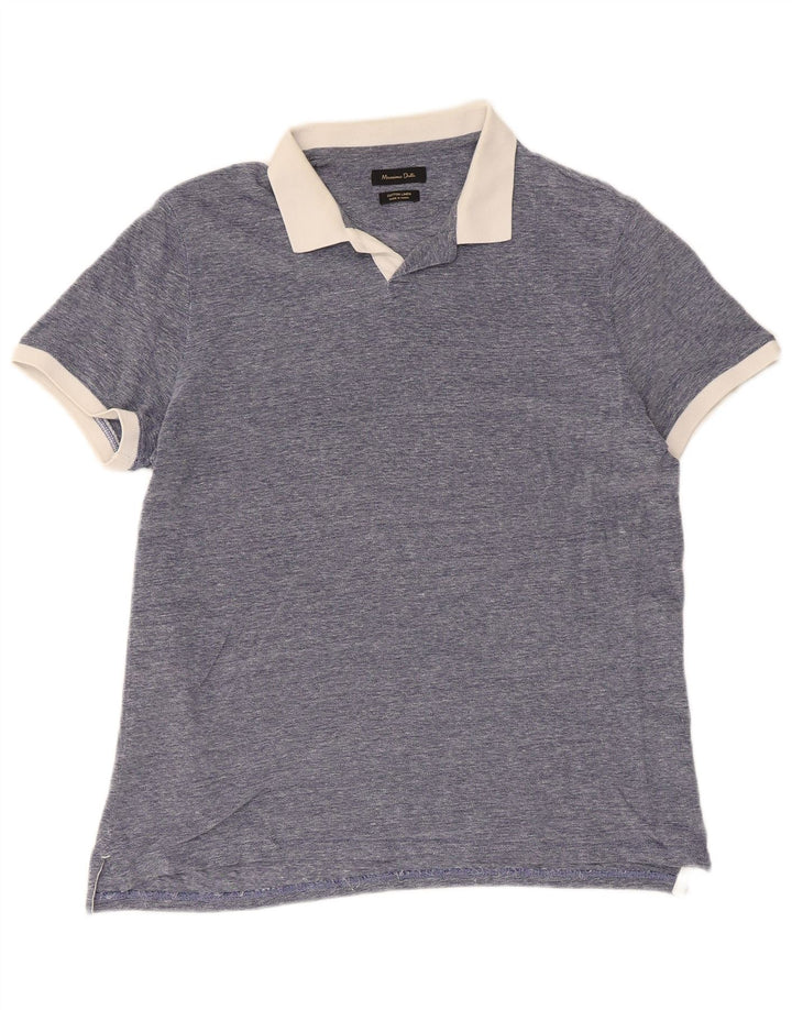Massimo Dutti Herren Rugby-Poloshirt, große blaue Baumwolle