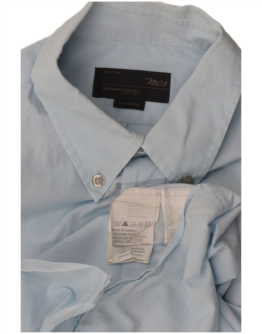 Marlboro Classics Herrenhemd XL, blaue Baumwolle