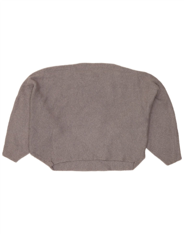 ZARA Damen-Pullover, übergroß, bauchfrei, U-Boot-Ausschnitt, Gr. 14, Mittelgrau