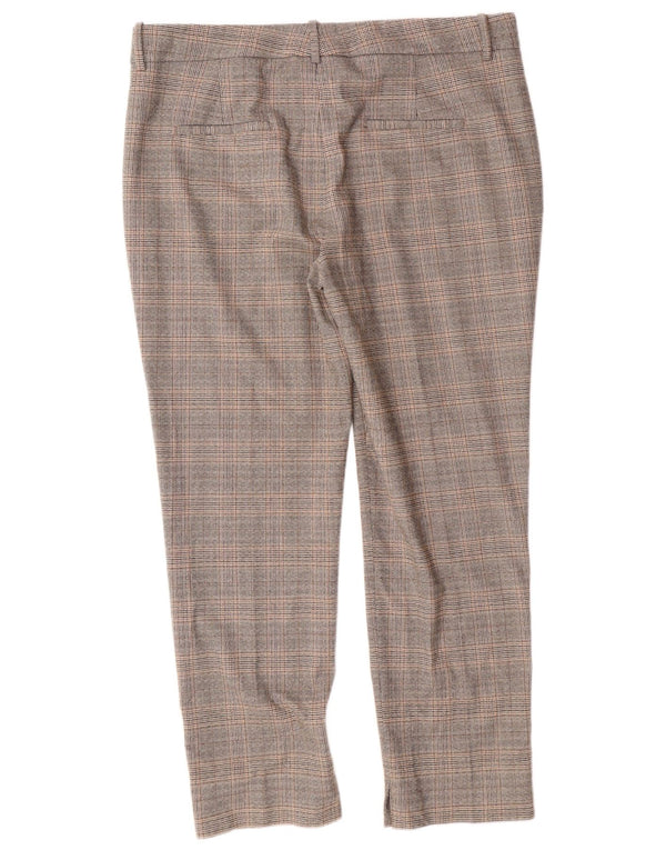 ZARA Womens Slim Fit Chino Trousers EU 42 Large W32 L27 Grey Check