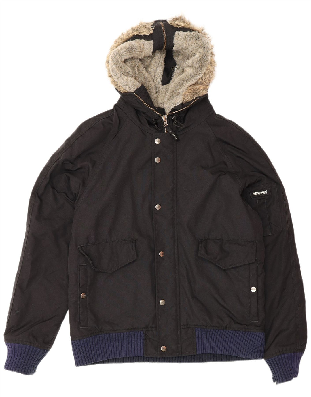 Woolrich Herren-Windbreakerjacke mit Kapuze, UK 40, Größe L, Schwarz